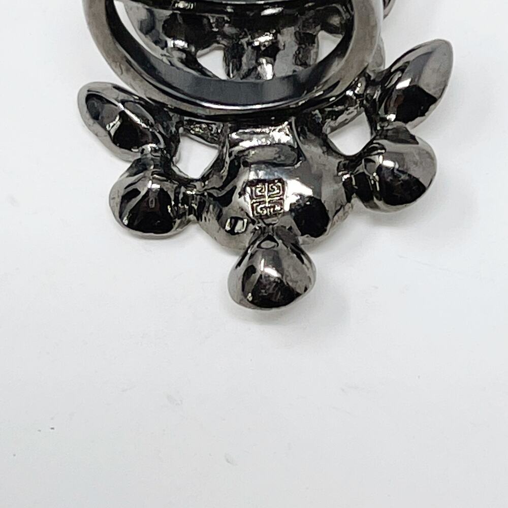 Boutique Gemstone Cocktail Ring Size 6.75 Dark Silver Tone Costume Statement - Picture 2 of 6